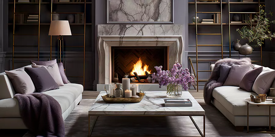 Modern Tile and Stone Fireplace Design Bridgewater